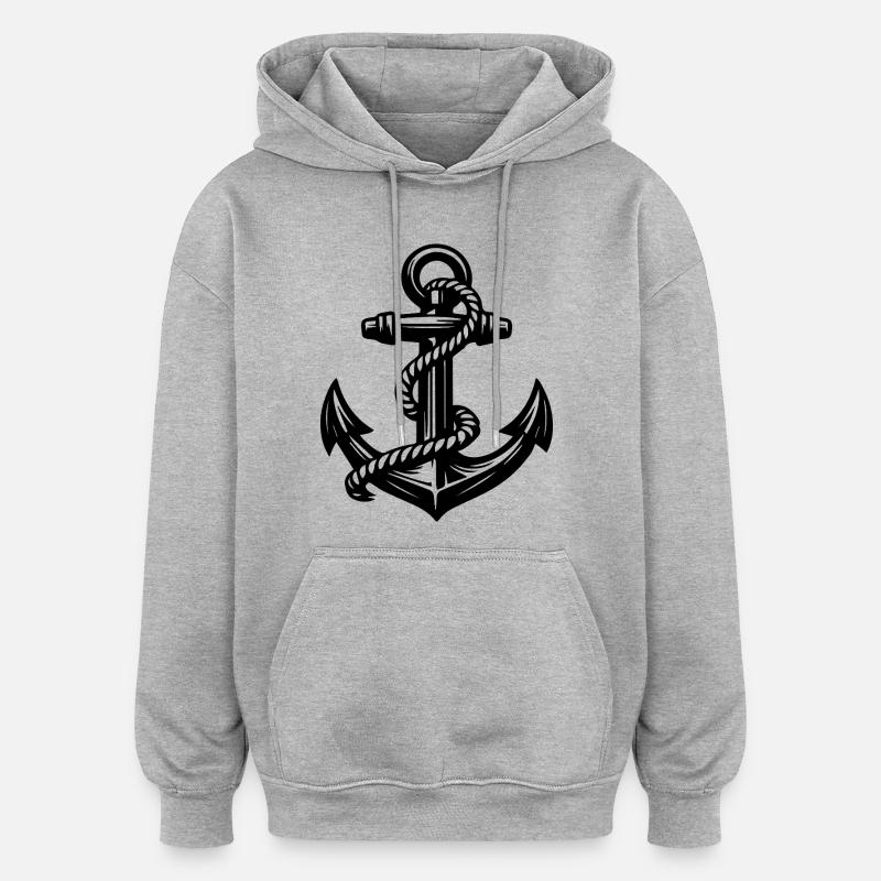 Ancre - Sweat à capuche oversize unisexe - gris chiné