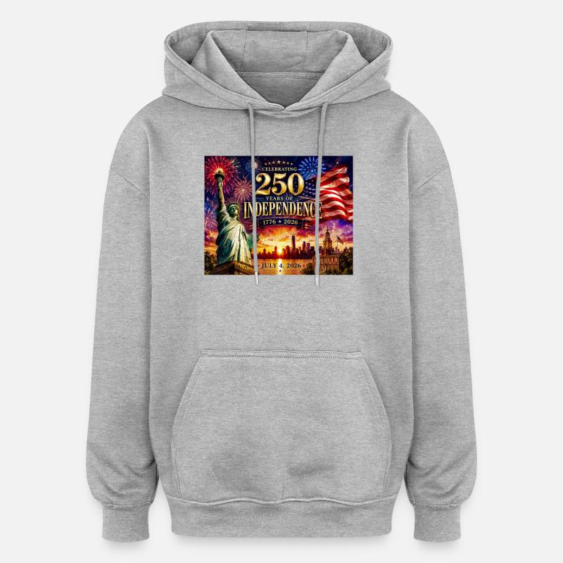 250 ans d’indépendance 1776-2026 - Sweat à capuche oversize unisexe - gris chiné
