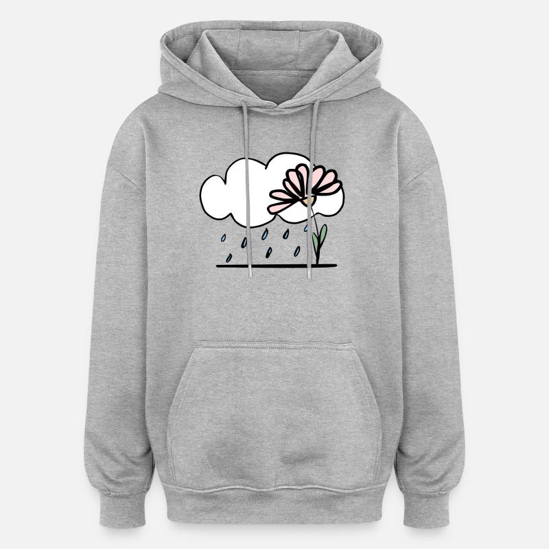 Fleur sous la pluie - Sweat à capuche oversize unisexe - gris chiné