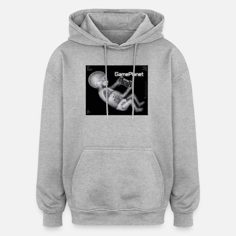 X-ray baby with game controller - Oversized Unisex Hoodie - heather grey