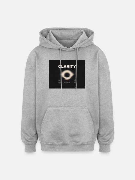 Clarity – Minimal Future Graphic - Oversized Unisex Hoodie - Grau meliert