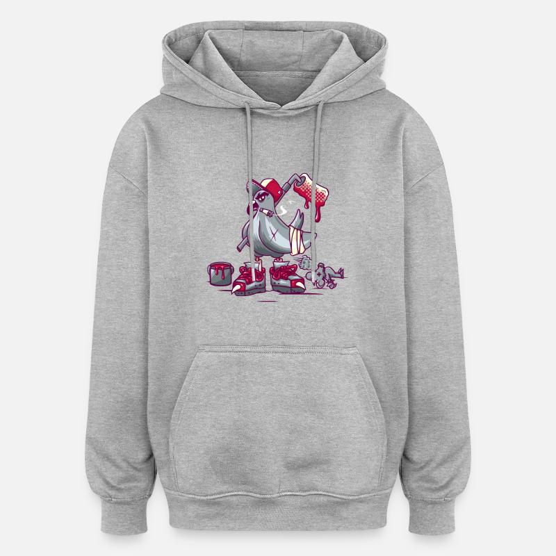 Pigeon de rue - Sweat à capuche oversize unisexe - gris chiné