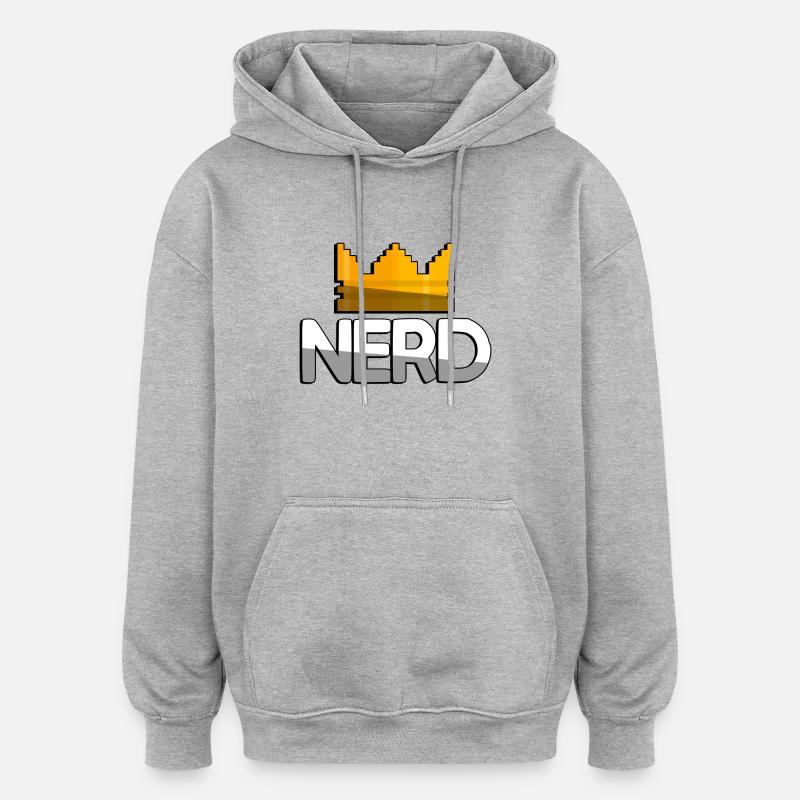 NERD + King Crown - Jeux vidéo - Sweat à capuche oversize unisexe - gris chiné