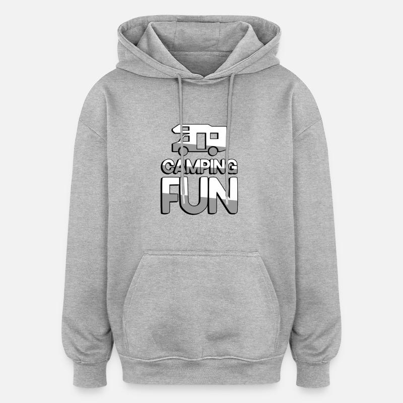 CAMPING FUN + Caravane - Camping - Sweat à capuche oversize unisexe - gris chiné