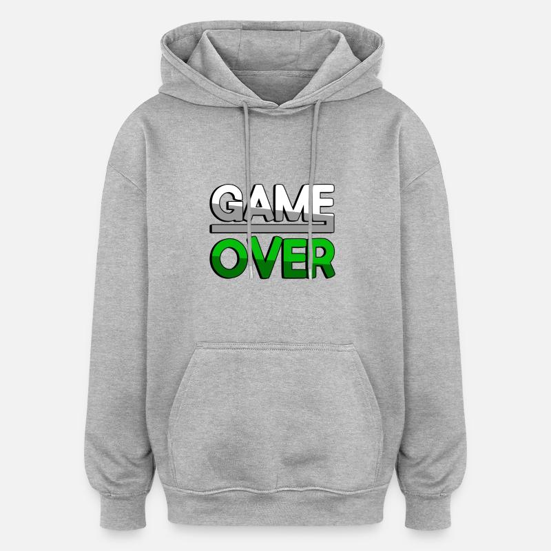 GAME OVER (Vert) - Jeux - Sweat à capuche oversize unisexe - gris chiné