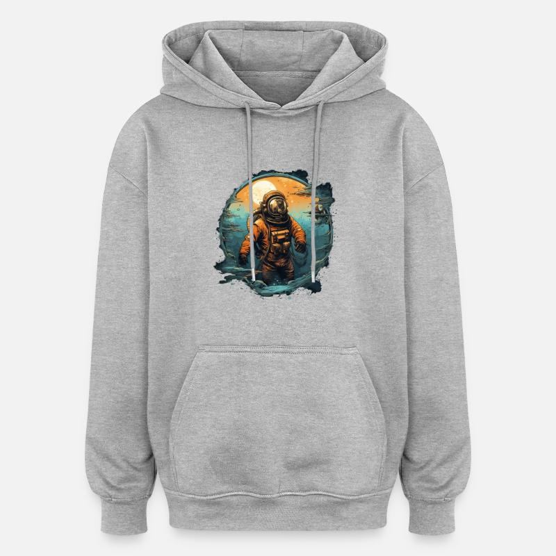 Plongeur - Sweat à capuche oversize unisexe - gris chiné