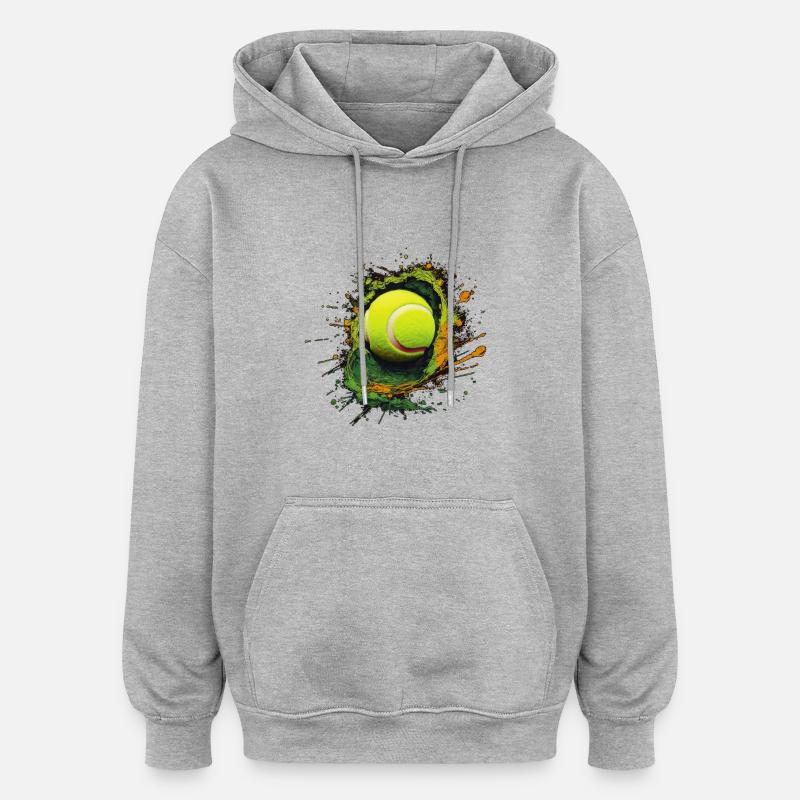 Balle de tennis - Sweat à capuche oversize unisexe - gris chiné