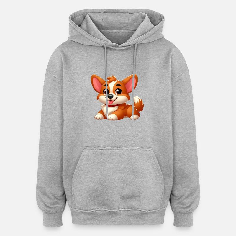 corgi 15 - Sweat à capuche oversize unisexe - gris chiné