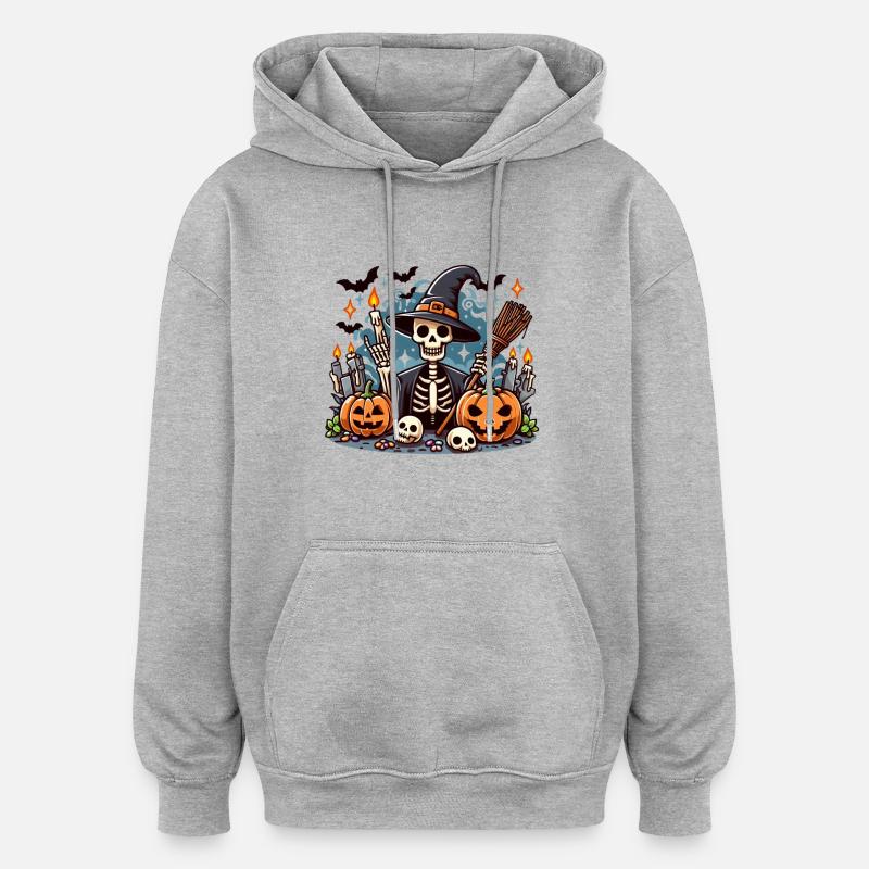 Spooky Mr Os halloween - Sweat à capuche oversize unisexe - gris chiné