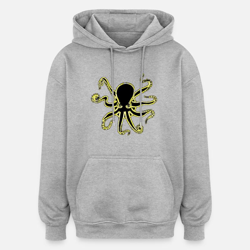 NEON OCTOPUS - Sweat à capuche oversize unisexe - gris chiné