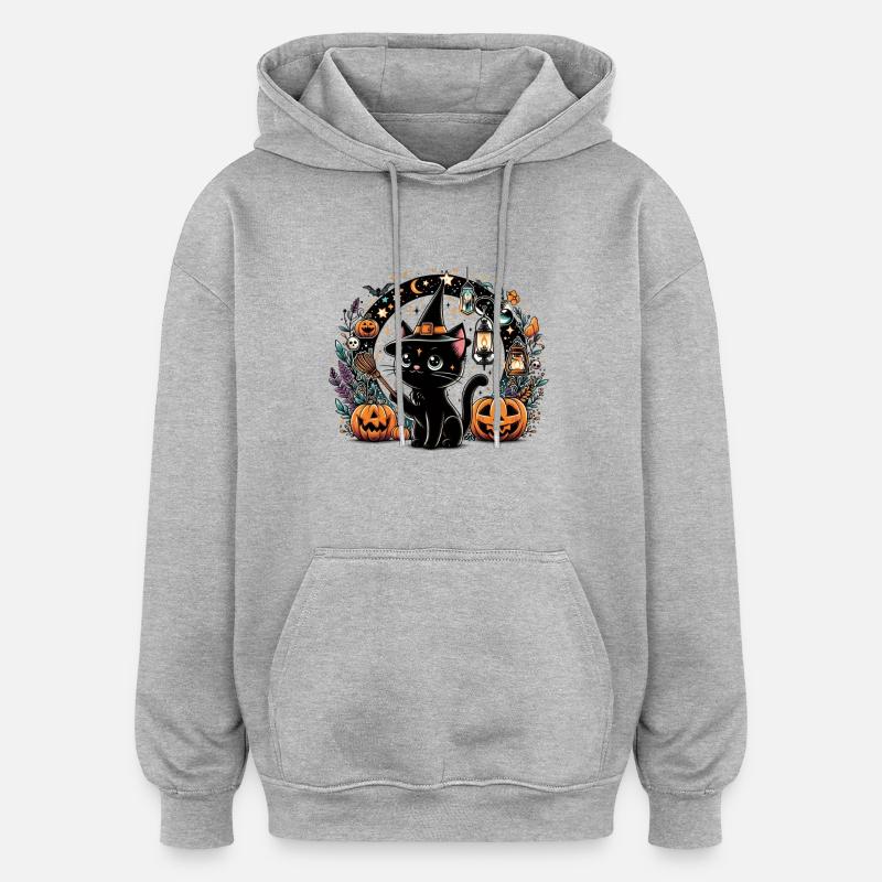 Spooky kitty Halloween 3 - Sweat à capuche oversize unisexe - gris chiné