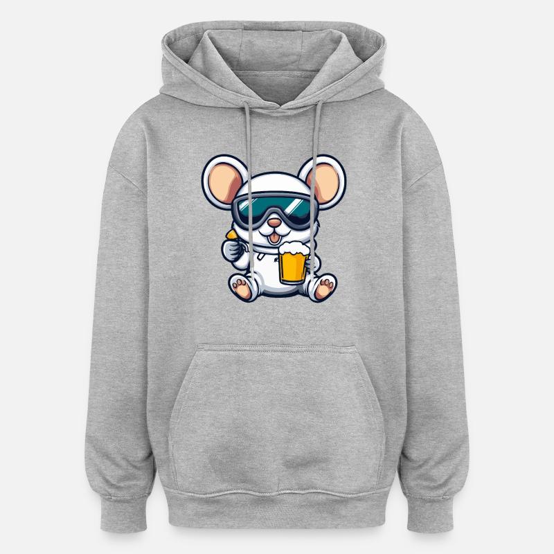 Maus Apres Ski Bier Comic - Oversized Unisex Hoodie - Grau meliert