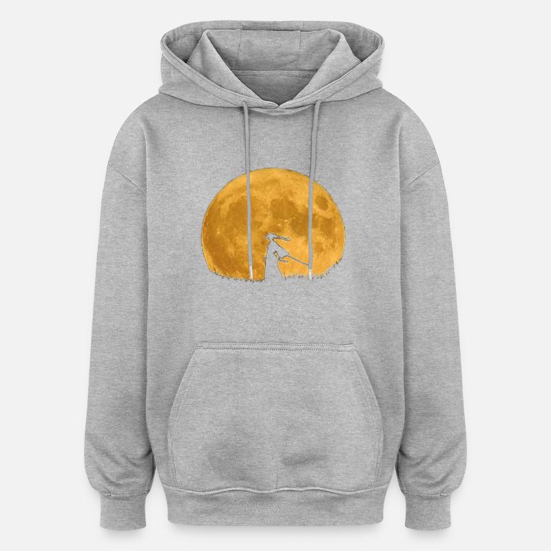 Oo Samurai / Moon oO - Oversized Unisex Hoodie - heather grey