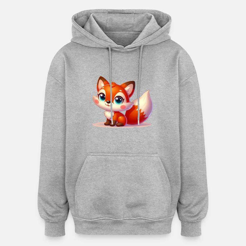 fox 3 - Sweat à capuche oversize unisexe - gris chiné