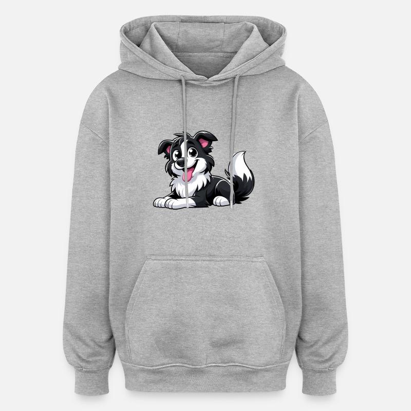Border Collie 4 - Oversized Unisex Hoodie - Grau meliert