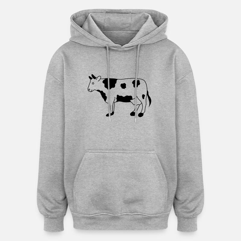 Vache - Sweat à capuche oversize unisexe - gris chiné