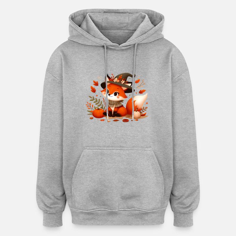 Fuchs Herbst 12 - Oversized Unisex Hoodie - Grau meliert