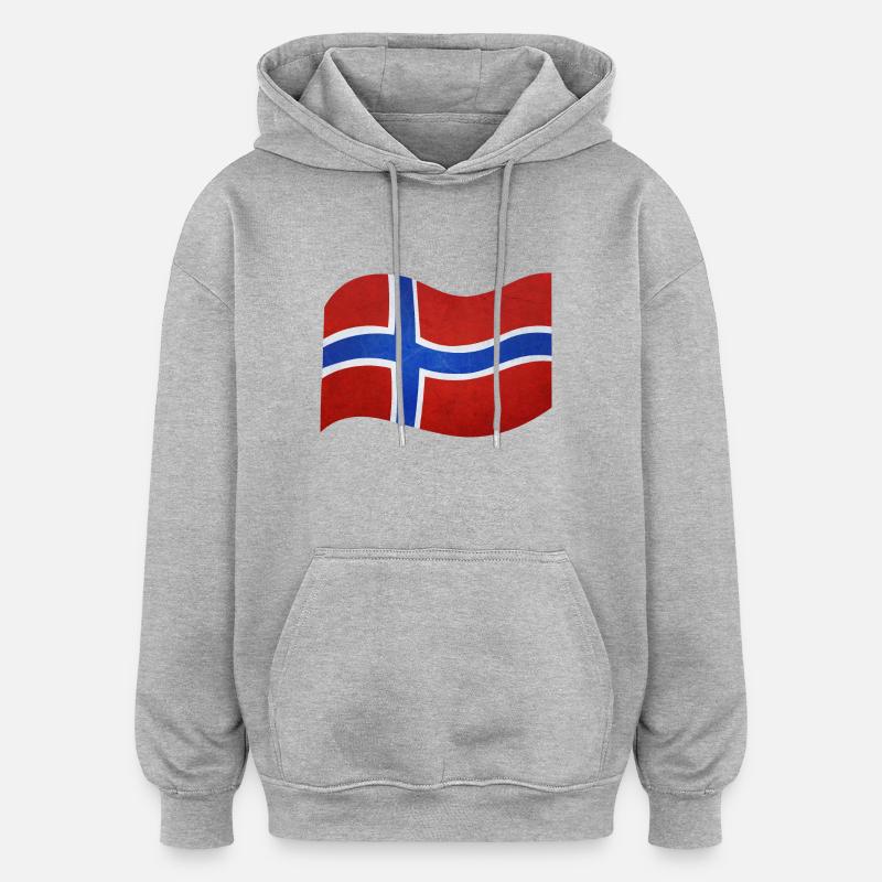 Drapeau de la Norvège - Sweat à capuche oversize unisexe - gris chiné