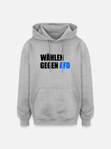 Wählen gegen afd - Oversized Unisex Hoodie - Grau meliert