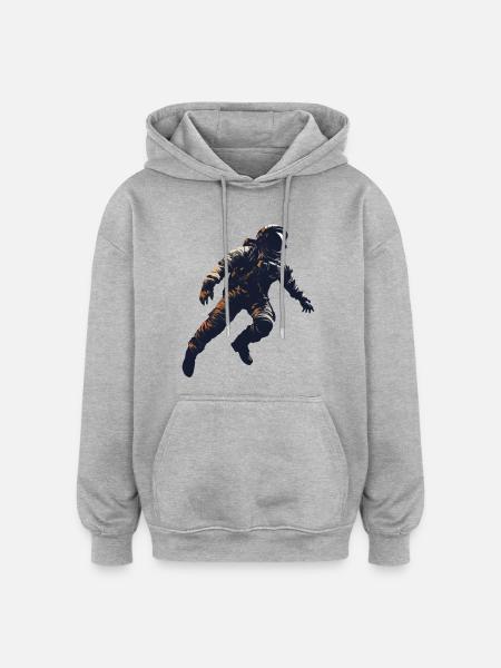 Floating Astronaut Silhouette Weightlessness - Oversized Unisex Hoodie - heather grey