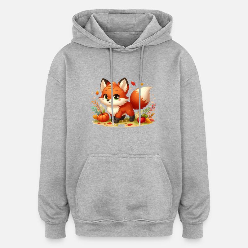 fox autumn 3 - Sweat à capuche oversize unisexe - gris chiné