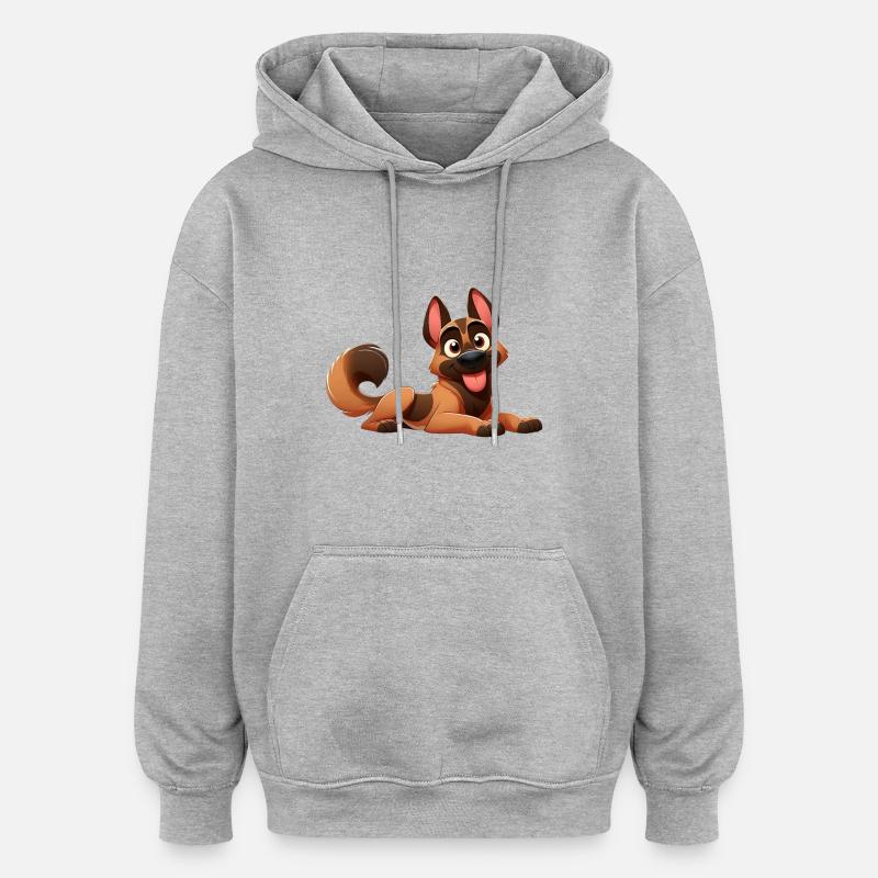 malinois 7 - Sweat à capuche oversize unisexe - gris chiné