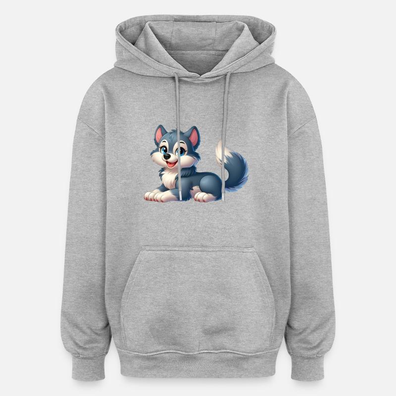 wolf - Sweat à capuche oversize unisexe - gris chiné