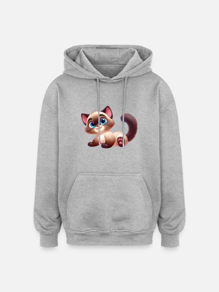 Siamese 14 - Oversized Unisex Hoodie - heather grey