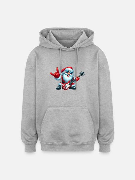 Santa Rock 5 - Oversized Unisex Hoodie - heather grey