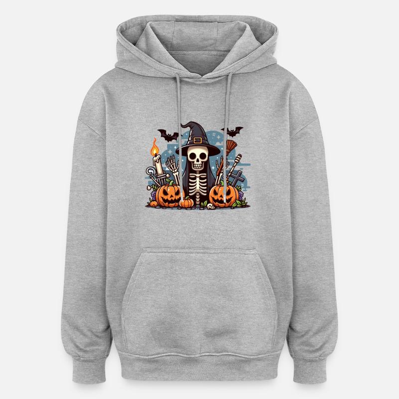 Mr. Bone Spooky Halloween 4 - Oversized Unisex Hoodie - heather grey