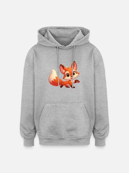 Fuchs 7 - Oversized Unisex Hoodie - Grau meliert