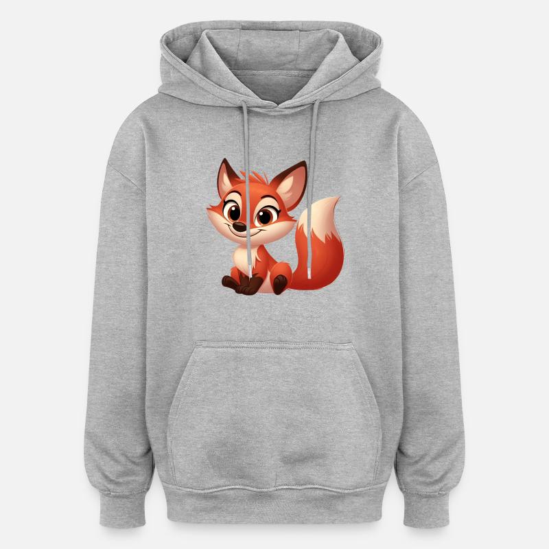 Fox - Oversized Unisex Hoodie - heather grey