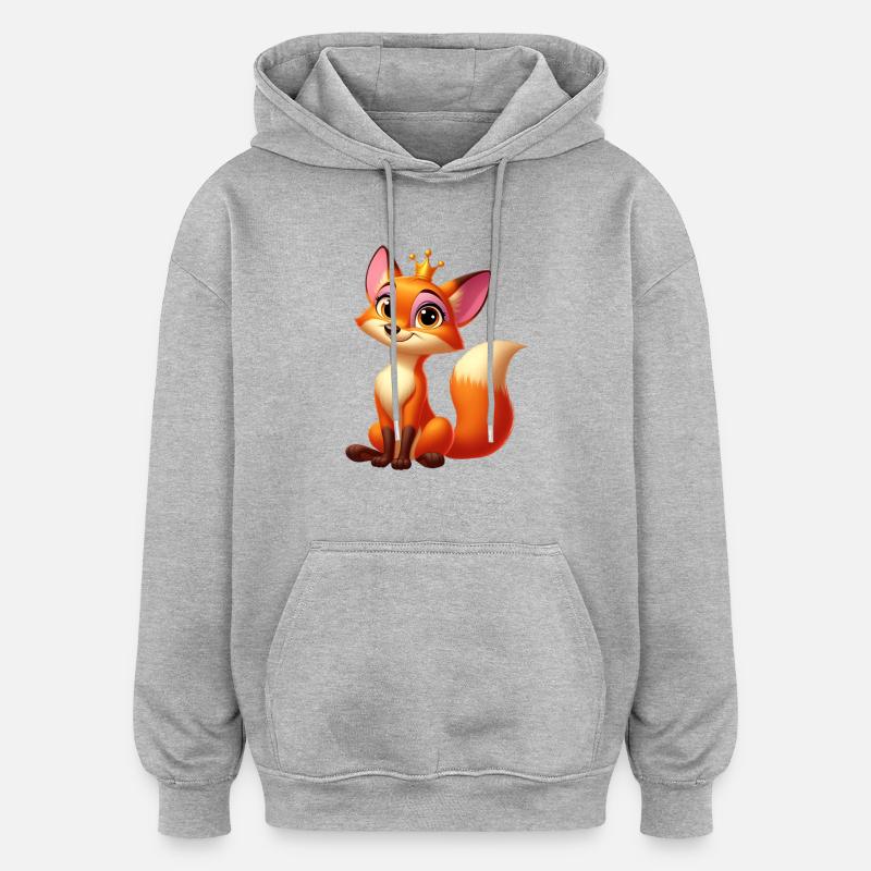 Fox Queen - Oversized Unisex Hoodie - heather grey