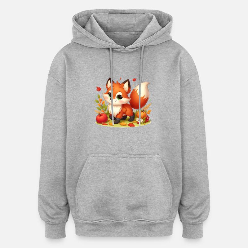 fox autumn - Sweat à capuche oversize unisexe - gris chiné