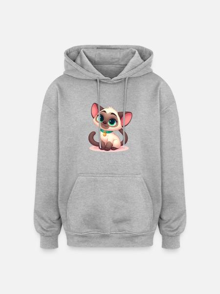 Siamese 11 - Oversized Unisex Hoodie - heather grey
