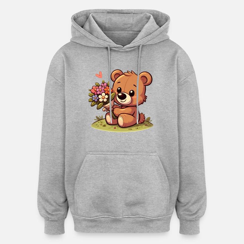Teddy Bear 4 - Oversized Unisex Hoodie - heather grey