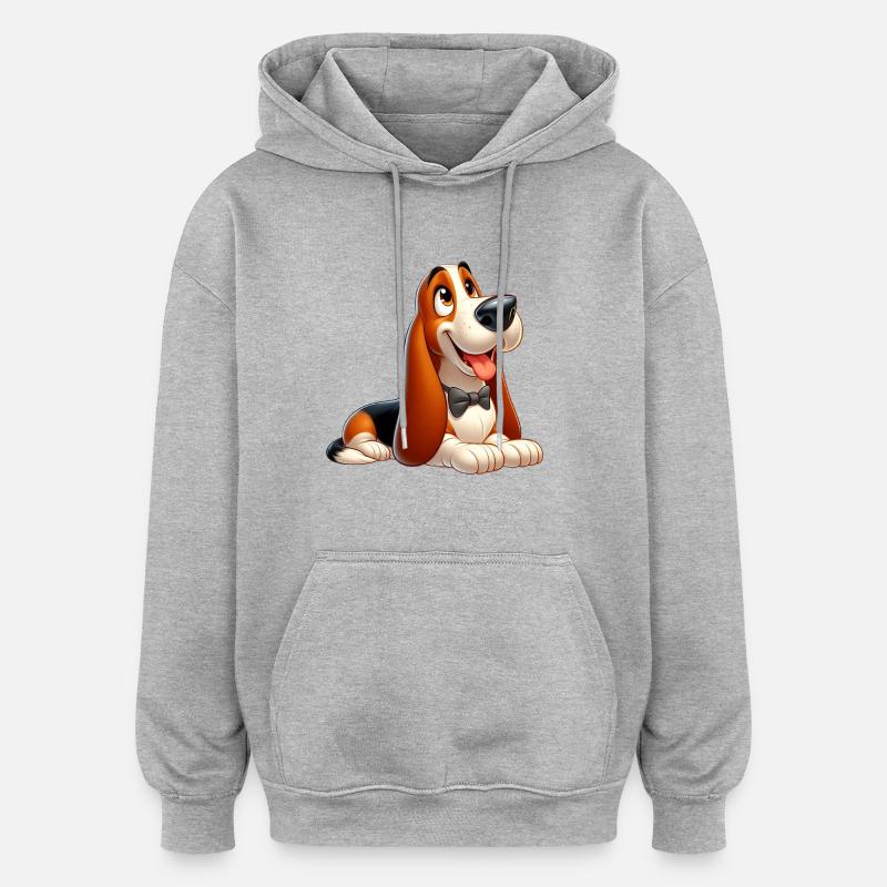 basset 9 - Sweat à capuche oversize unisexe - gris chiné