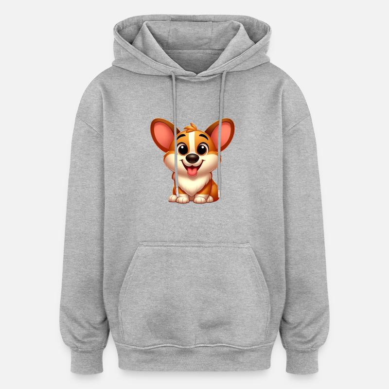 Corgi 6 - Oversized Unisex Hoodie - Grau meliert