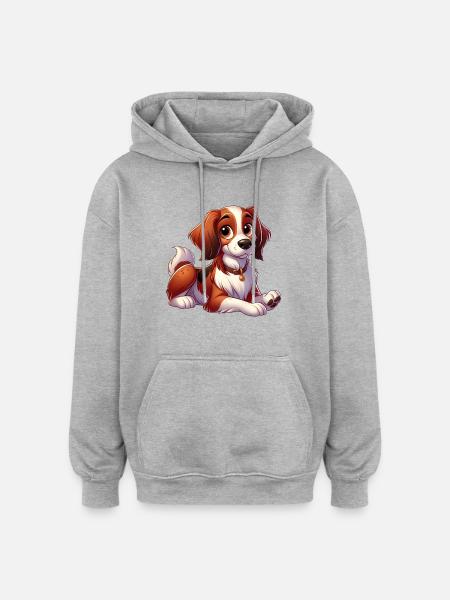 Brittany Spaniel 10 - Oversized Unisex Hoodie - heather grey