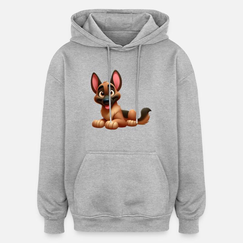 malinois 9 - Sweat à capuche oversize unisexe - gris chiné