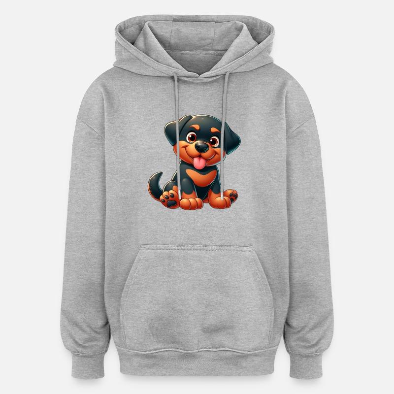 rottweiller 6 - Sweat à capuche oversize unisexe - gris chiné