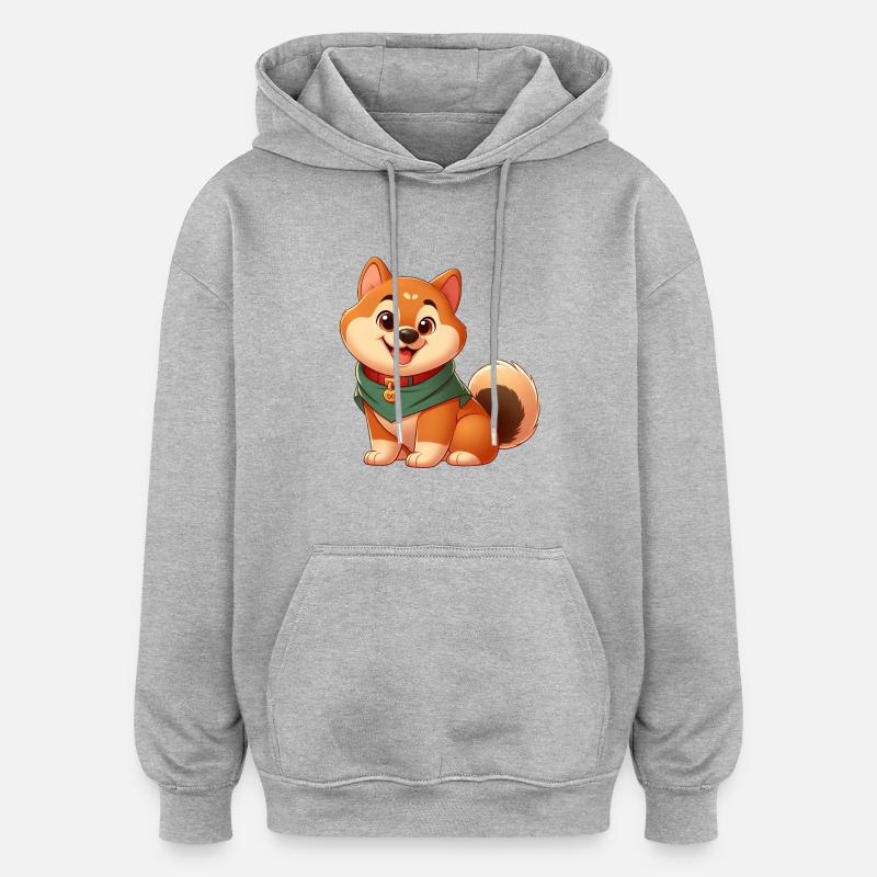shiba 2 - Sweat à capuche oversize unisexe - gris chiné