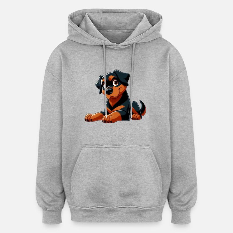 rottweiller 7 - Sweat à capuche oversize unisexe - gris chiné