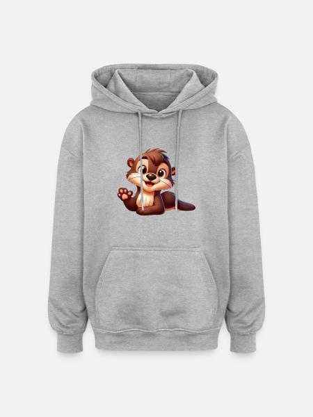 otter 2 - Oversized Unisex Hoodie - heather grey