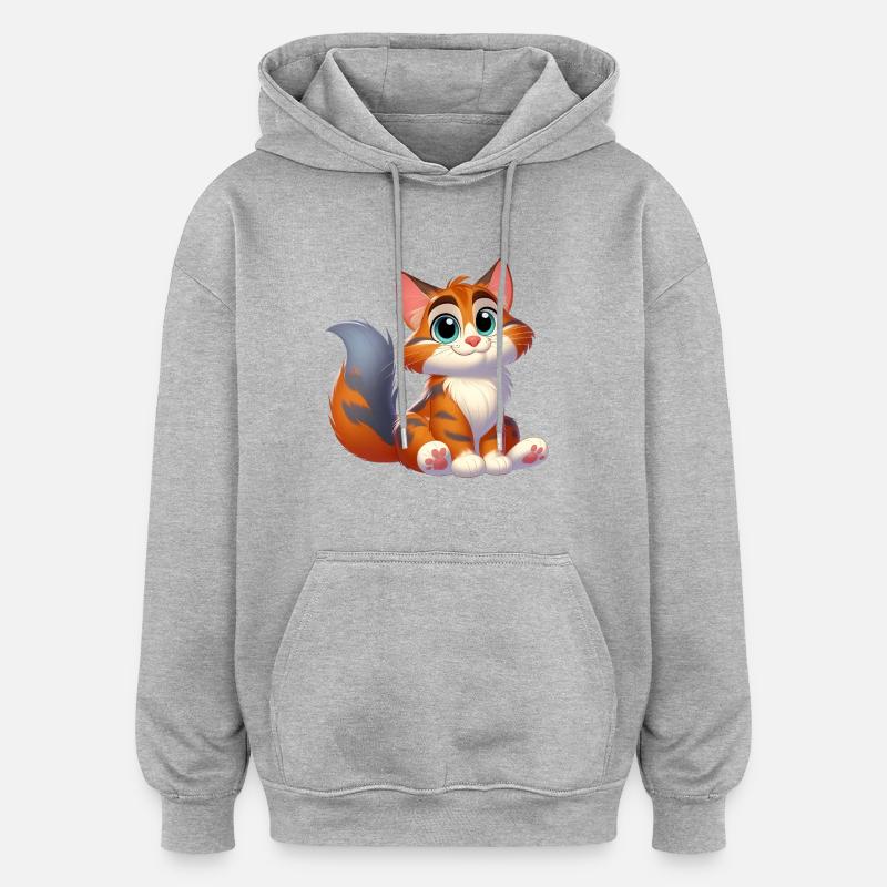 maine coon 16 - Sweat à capuche oversize unisexe - gris chiné