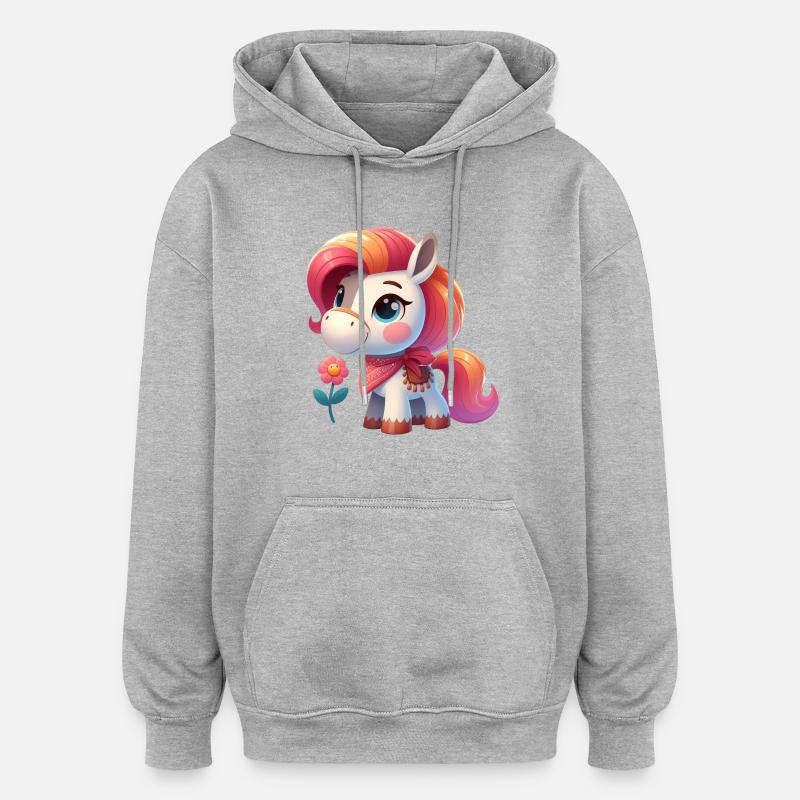 poney 3 - Sweat à capuche oversize unisexe - gris chiné