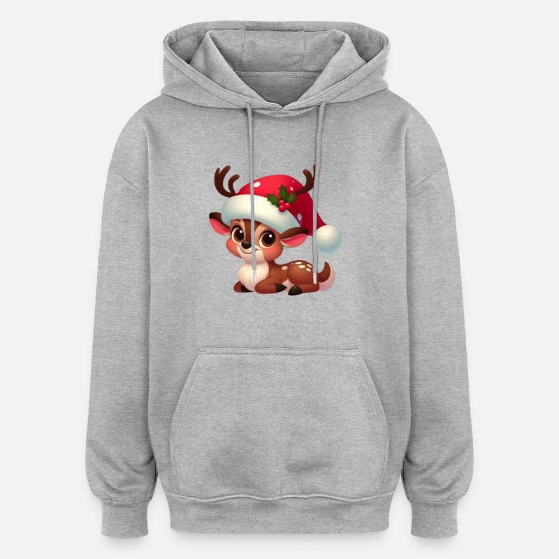 rudolph 5 - Sweat à capuche oversize unisexe - gris chiné