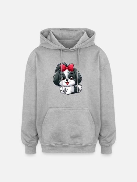 Shih Tzu 3 - Oversized Unisex Hoodie - heather grey