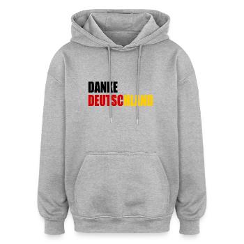 Danke deutschland - Oversized Unisex Hoodie - Grau meliert - Vorne - Noah (186cm)