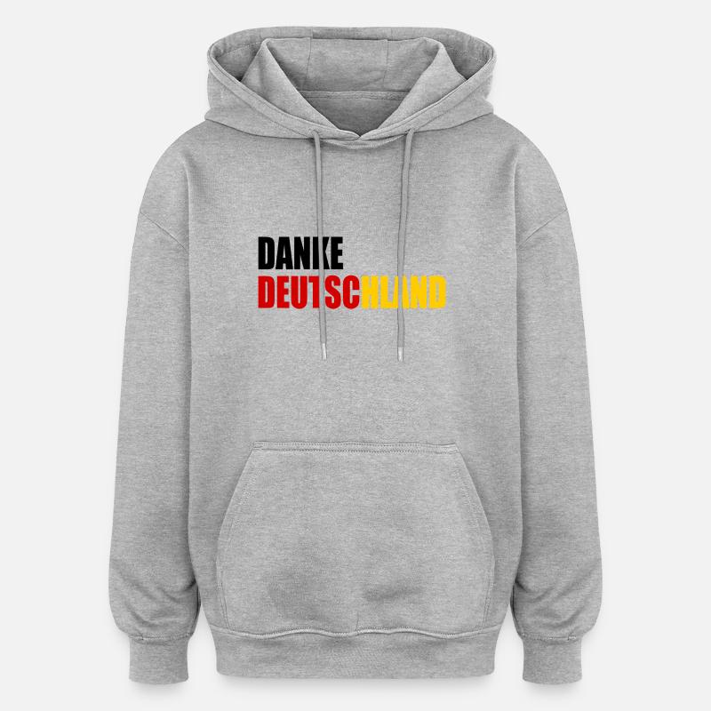 Merci allemagne - Sweat à capuche oversize unisexe - gris chiné
